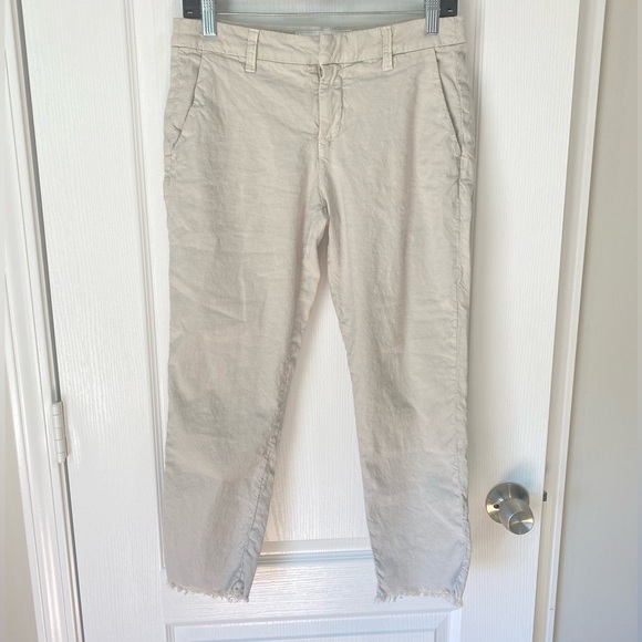 Frank & Eileen Wicklow Italian Performance Linen Cropped Chinos In Cement - Picture 5 of 12